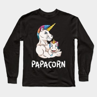 Papacorn Dad Unicorn Father Funny Men Long Sleeve T-Shirt